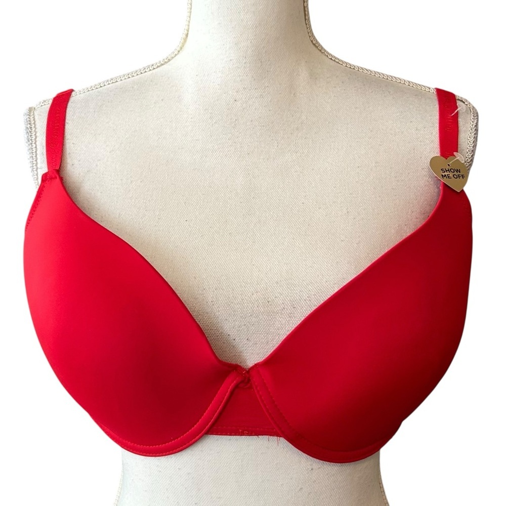 NWT Juicy Couture Lightly‎ Lined T-shirt Bra with Logo Women’s SZ 40D in Red